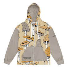 Load image into Gallery viewer, Tan shrooms full zip hoodie