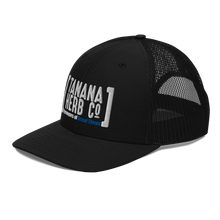 Load image into Gallery viewer, White logo snapback trucker