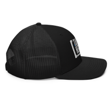 Load image into Gallery viewer, White logo snapback trucker