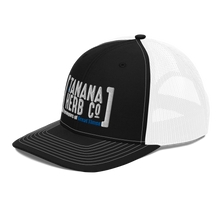 Load image into Gallery viewer, White logo snapback trucker
