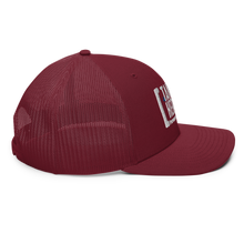 Load image into Gallery viewer, White logo snapback trucker