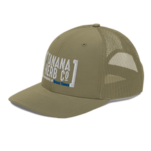 Load image into Gallery viewer, White logo snapback trucker