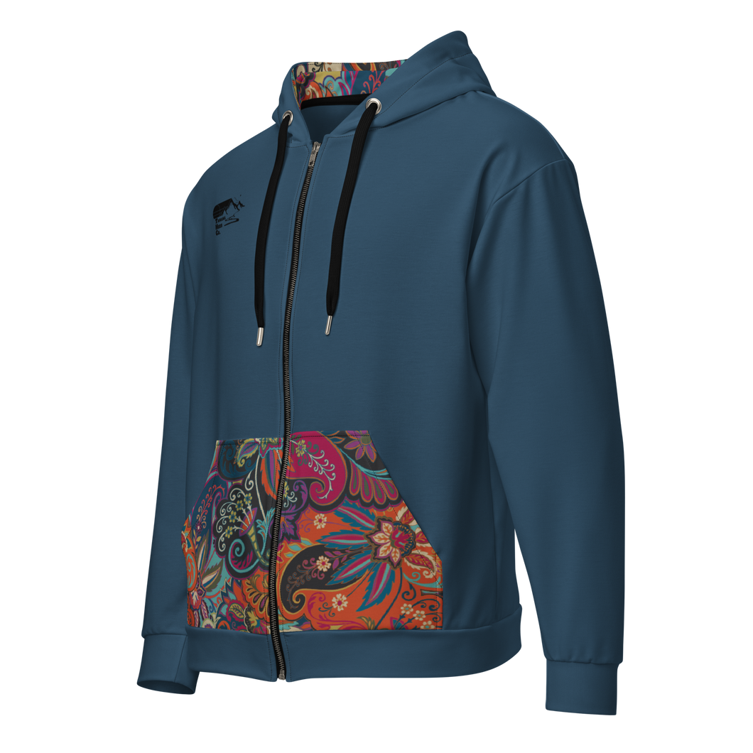 Paisley details full zip hoodie