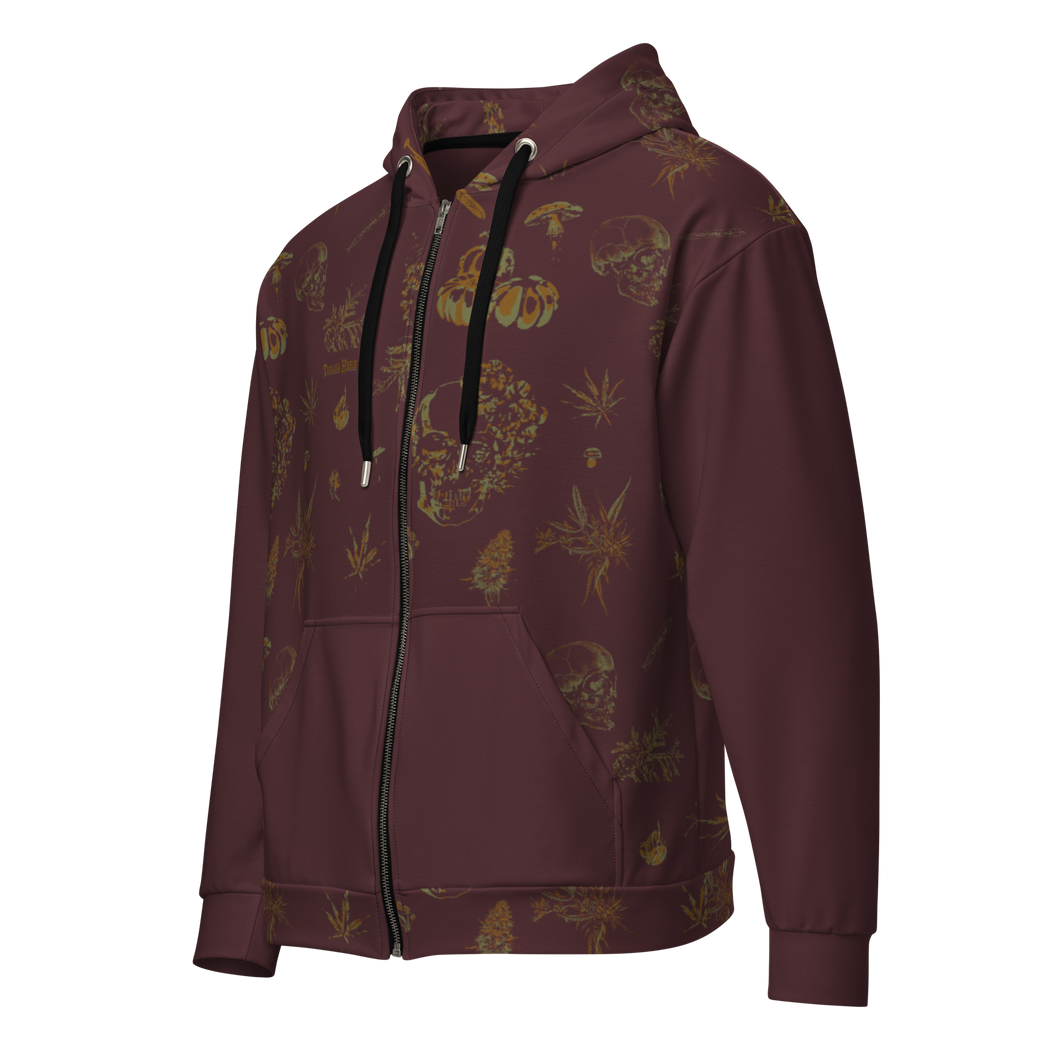 Classy skulls full zip maroon
