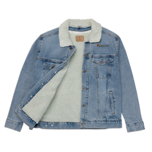 Load image into Gallery viewer, Retro mountain denim sherpa jacket
