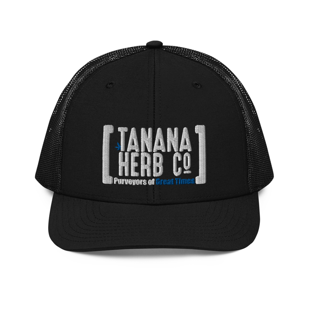 White logo snapback trucker